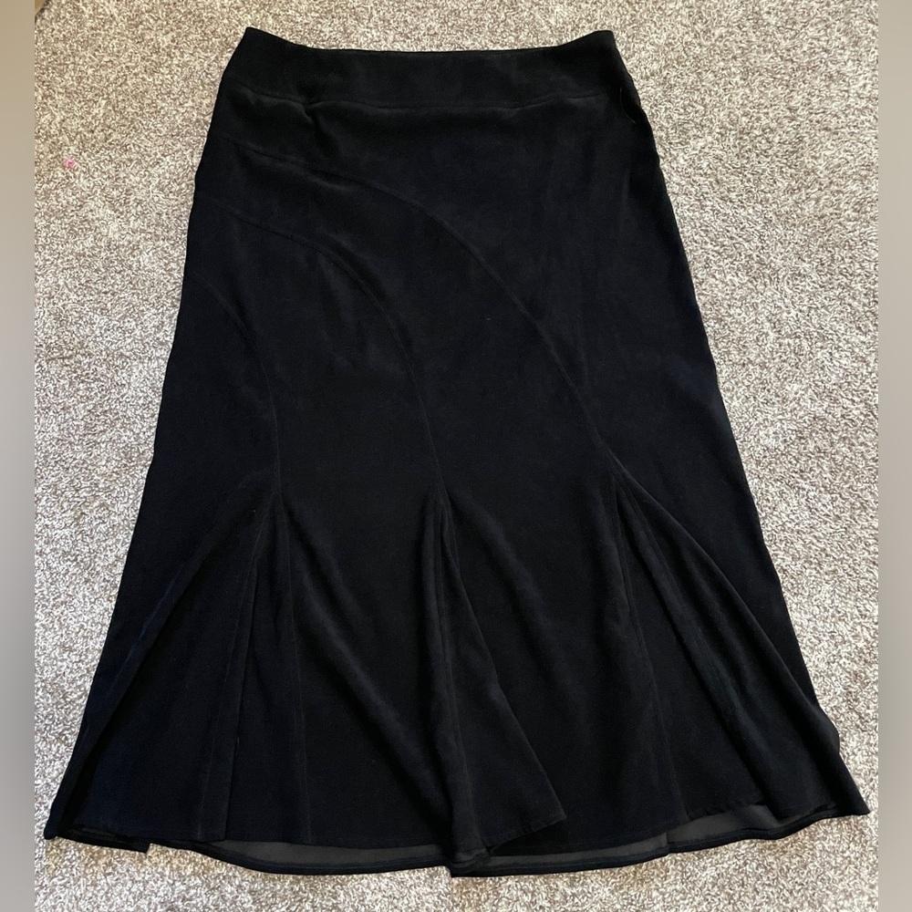 TRIBAL® Black Stretch Maxi Skirt | Suede-Like Finish